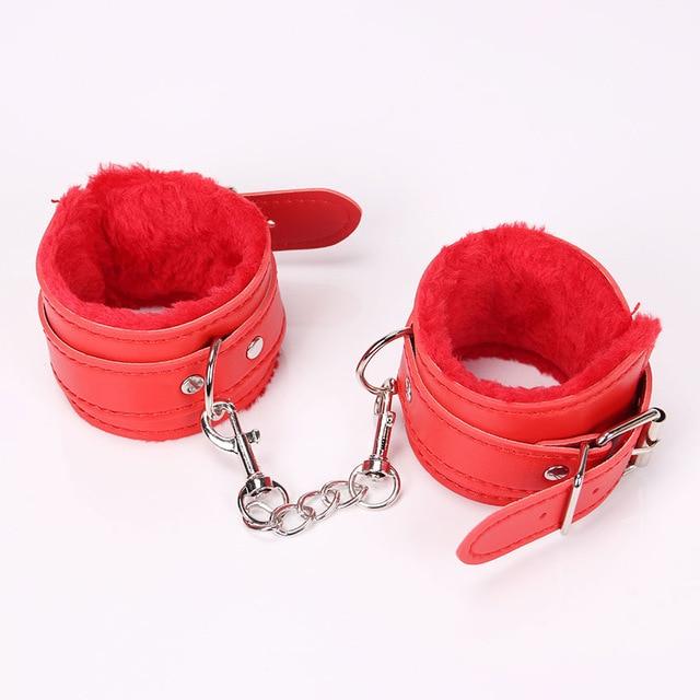 Leather Handcuffs in red color