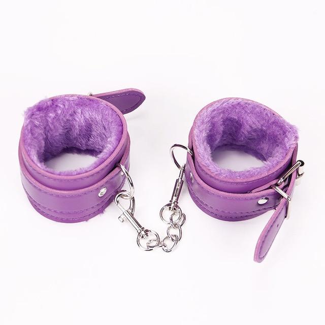 Leather Handcuffs in purple color